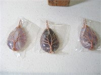 3 New Amethyst Gemstone Tree of Life Pendants