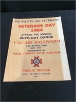 Veterans Day Val Air Ballroom Cardboard Poster