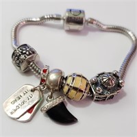 $640 Silver Pandora Style Beads Bracelet
