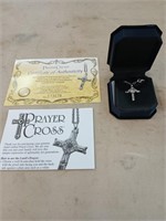 Prayer cross necklace sterling silver plated