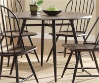 Cottage Style Dark Brown Wood Round Dining Table