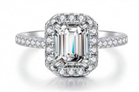 SPARKLING 5CT CZ EMERALD CUT ENGAGEMENT RING