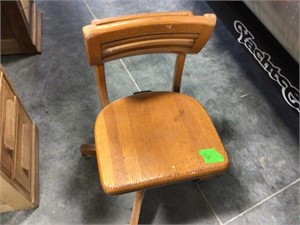 oak office chair, swivel back tilt