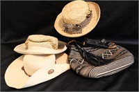 Set of 3 Ladies Hats & Eric Javits Purse