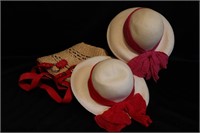 Pair of Cappelli Hats & Straw Purse