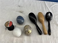 Sock Darners, Stone Egg Figurines And Thread Spool