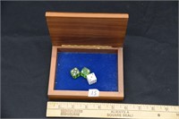 WOODEN TRINKET BOX W/DICE