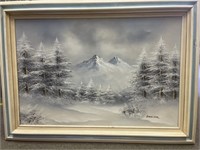 Snowy landscape by barrister, original oil on canv