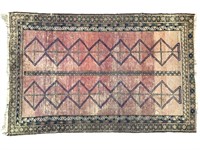 Vtg Wool Rug Simple Turkish Style Pattern 64 x 41