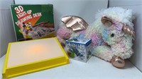 Vintage 3-D Light Up Drawing Desk, Moving Weasel