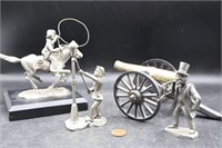 4 Pencraft Cast Iron & Pewter Cannon, Cowboy++