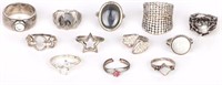 VINTAGE COLLECTIBLE STERLING SILVER RINGS - 12