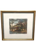 Phillip Sage signed colored plate etching art