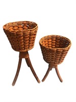 Hand crafted NC woven basket plant stand baskets