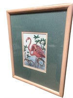 Dianne Krumel signed pink flamingos lithograph