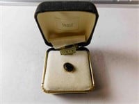 Swank black onyx tie tack pin with chain