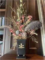 DECORATIVE FEATHER AND FERN FLORALS IN  VASE