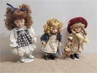 (3) Vintage Porcelain Dolls 12 to 15"
