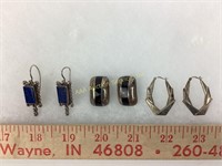 (3) pairs sterling earrings 26 grams