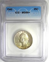 1942 Quarter ICG MS66+ LISTS $185
