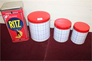 Vintage Cannister Set & Ritz Crackers Can