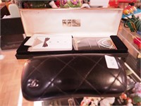 Leather quilted Chanel eyeglass case and box