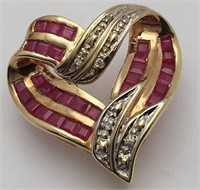 1ctw Ruby & Diamond 14k Gold Heart Pendant