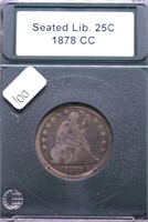 1878 CC SEATED QUARTER VG