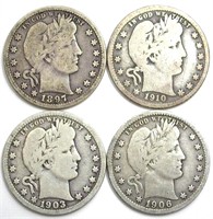 1897 1903 1906-O 1910 Quarter VG 4pc Lot