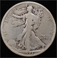 1921 WALKING LIBERTY HALF DOLLAR VG/F