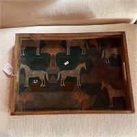Large Horse Pattern Wood Tray