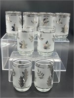 Vtg Libbey Glass Silver Leaves & Frosted Glasses