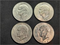 (4) Eisenhower Dollars - 71D, 72D, 74D, 78D