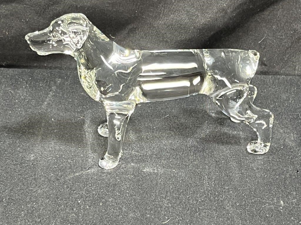 Signed Crystal Dog Statuette