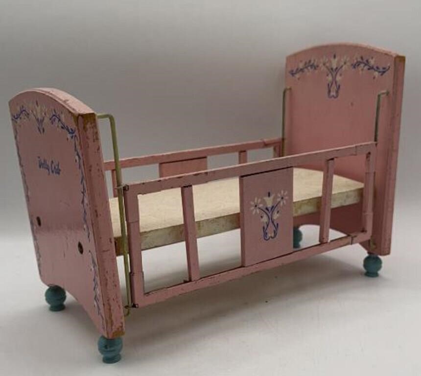 SMALL VINTAGE TOY WOODEN DOLL CRIB