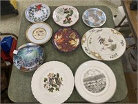 (9) DECORATIVE HAND-PAINTED PLATES W/ PLATE