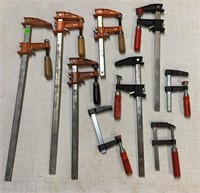 Lot of 9) F Clamps 4) Jorgensen F Clamps & 5)