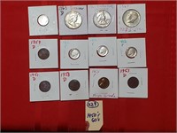 1951-1967 12pc collection coins 7 w silver content
