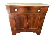 19TH CENT. WALNUT MARBLE TOP WASHSTAND