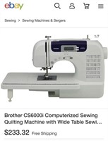 BROTHER CS6000i COMPUTERIZED QUILTING MACHINE
