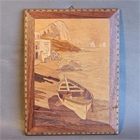 Inlaid Wood Art Panel -Vintage Marquetry