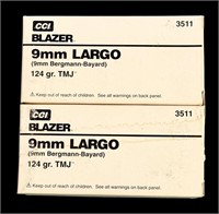 9mm LARGO ammunition (2) boxes CCI Blazer