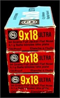 9x18 Ultra ammunition (3) boxes Dynamit