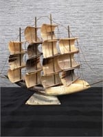 Vintage Horn Ship Boat replica model on stand