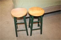 Stools with metal frames and wood seat
