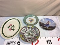 Decorative plates and platter. Bull fight made in