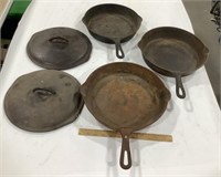 3 Griswold cast iron skillets 8, 9 & 10in w/2