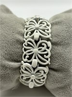 Vintage Monet White Enamel Filigree Bracelet