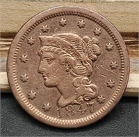 1847 Large Cent, VF