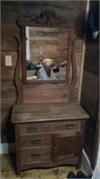 Antique Harp Dry Sink Mirrored Dresser Wash Stand